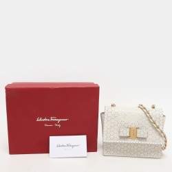 Pre Owned Salvatore Ferragamo White Leather Ginny Crossbody Bag