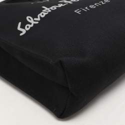 Salvatore Ferragamo Black Canvas and Leather Shopper Tote