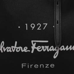 Salvatore Ferragamo Black Canvas and Leather Shopper Tote