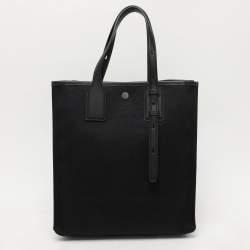 Salvatore Ferragamo Black Canvas and Leather Shopper Tote