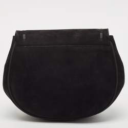 Salvatore Ferragamo Black Suede Logo Flap Crossbody Bag