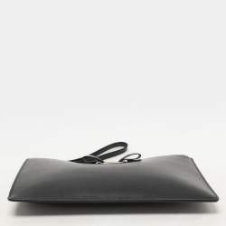 Salvatore Ferragamo Black Leather Vara Bow Wristlet Clutch