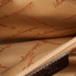 Pre Owned Salvatore Ferragamo Black Saffiano Leather Gancini Flap Satchel