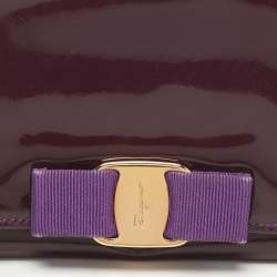 Salvatore Ferragamo Purple Patent Leather Vara Bow Continental Wallet