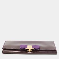 Salvatore Ferragamo Purple Patent Leather Vara Bow Continental Wallet