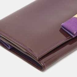 Salvatore Ferragamo Purple Patent Leather Vara Bow Continental Wallet