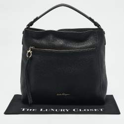 Salvatore Ferragamo Black Leather Ally Hobo