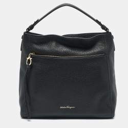 Salvatore Ferragamo Black Leather Ally Hobo