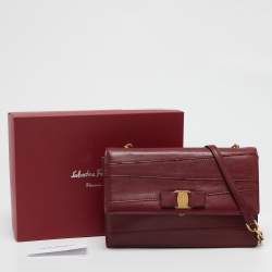 Salvatore Ferragamo Dark Red Leather Ginny Shoulder Bag