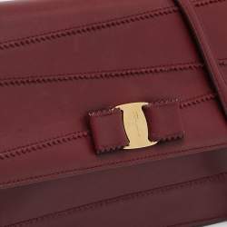 Salvatore Ferragamo Dark Red Leather Ginny Shoulder Bag