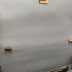 Pre Owned Salvatore Ferragamo Grey Leather Bow Top Handle Bag