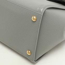 Pre Owned Salvatore Ferragamo Grey Leather Bow Top Handle Bag