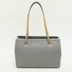 Salvatore Ferragamo Grey Leather Vara Bow Chain Tote