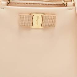 Pre Owned Salvatore Ferragamo Beige Leather Tracey Tote