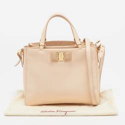 Pre Owned Salvatore Ferragamo Beige Leather Tracey Tote