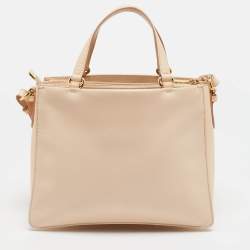 Pre Owned Salvatore Ferragamo Beige Leather Tracey Tote