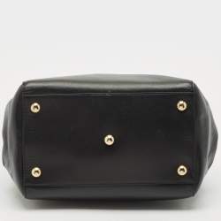 Pre Owned Salvatore Ferragamo Black Leather Vara Bow Chain Tote