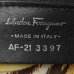 مملوكة مسبقًا Salvatore Ferragamo Black Denim and Leather Tote