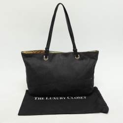 مملوكة مسبقًا Salvatore Ferragamo Black Denim and Leather Tote