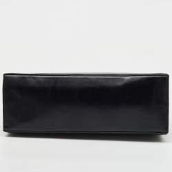 Salvatore Ferragamo Black Leather Iconic Gancini Flap Top Handle Bag