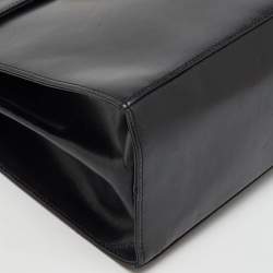 Salvatore Ferragamo Black Leather Iconic Gancini Flap Top Handle Bag