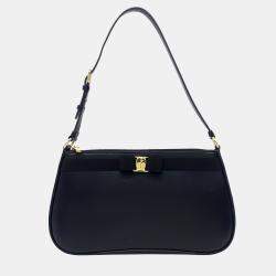 Salvatore Ferragamo Black Leather Barra shoulder bag