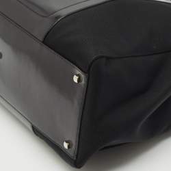 Salvatore Ferragamo Black Leather and Nylon Ganici Pocket Tote