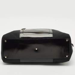 Salvatore Ferragamo Black Leather and Nylon Ganici Pocket Tote