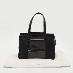 Salvatore Ferragamo Black Leather and Nylon Ganici Pocket Tote