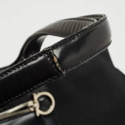 Salvatore Ferragamo Black Leather and Nylon Ganici Pocket Tote