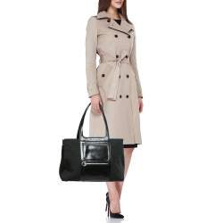 Salvatore Ferragamo Black Leather and Nylon Ganici Pocket Tote