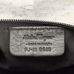 Pre Owned Salvatore Ferragamo Grey Snakeskin Flap Clutch