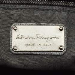 Pre Owned Salvatore Ferragamo Grey Snakeskin Flap Clutch