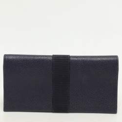Salvatore Ferragamo Indigo Lizard Leather Vara Bow Continental Wallet