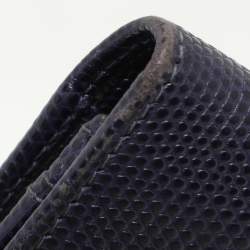 Salvatore Ferragamo Indigo Lizard Leather Vara Bow Continental Wallet