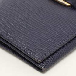 Salvatore Ferragamo Indigo Lizard Leather Vara Bow Continental Wallet