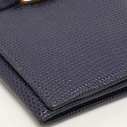 Salvatore Ferragamo Indigo Lizard Leather Vara Bow Continental Wallet