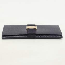 Salvatore Ferragamo Indigo Lizard Leather Vara Bow Continental Wallet