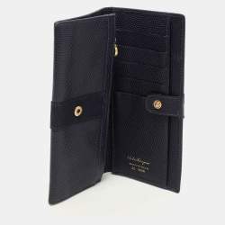 Salvatore Ferragamo Indigo Lizard Leather Vara Bow Continental Wallet