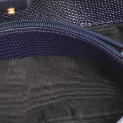 Salvatore Ferragamo Indigo Lizard Leather Vara Bow Continental Wallet