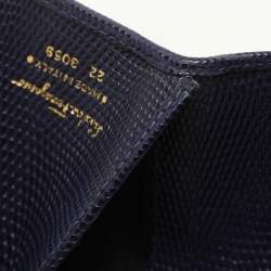 Salvatore Ferragamo Indigo Lizard Leather Vara Bow Continental Wallet