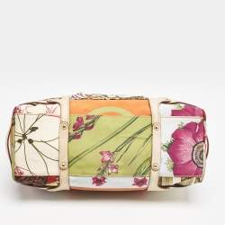 Salvatore Ferragamo Multicolor Printed Satin and Leather Fiera Satchel
