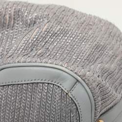 Salvatore Ferragamo Grey Leather and Raffia Betulla Tote