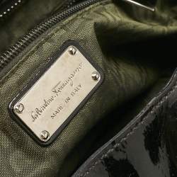 Salvatore Ferragamo Black Patent Leather Marisa Satchel