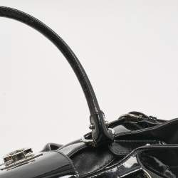 Salvatore Ferragamo Black Patent Leather Marisa Satchel
