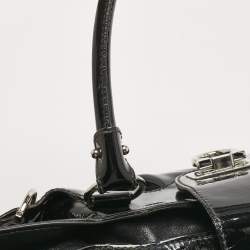 Salvatore Ferragamo Black Patent Leather Marisa Satchel
