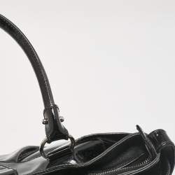 Salvatore Ferragamo Black Patent Leather Marisa Satchel