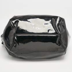Salvatore Ferragamo Black Patent Leather Marisa Satchel