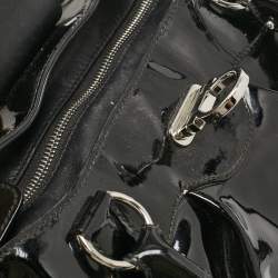 Salvatore Ferragamo Black Patent Leather Marisa Satchel