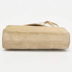 Salvatore Ferragamo Beige Suede Flap Crossbody Bag